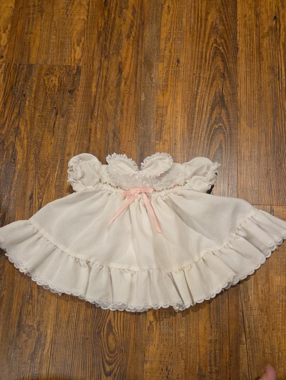Cream Girls' Formal Dress with Pink Bow